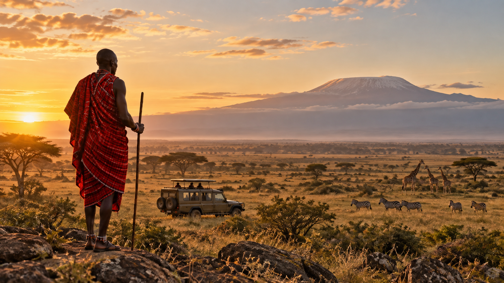 Maasai lookout over the savannah