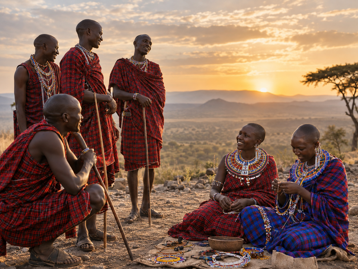 Maasai cultural gathering and beadwork