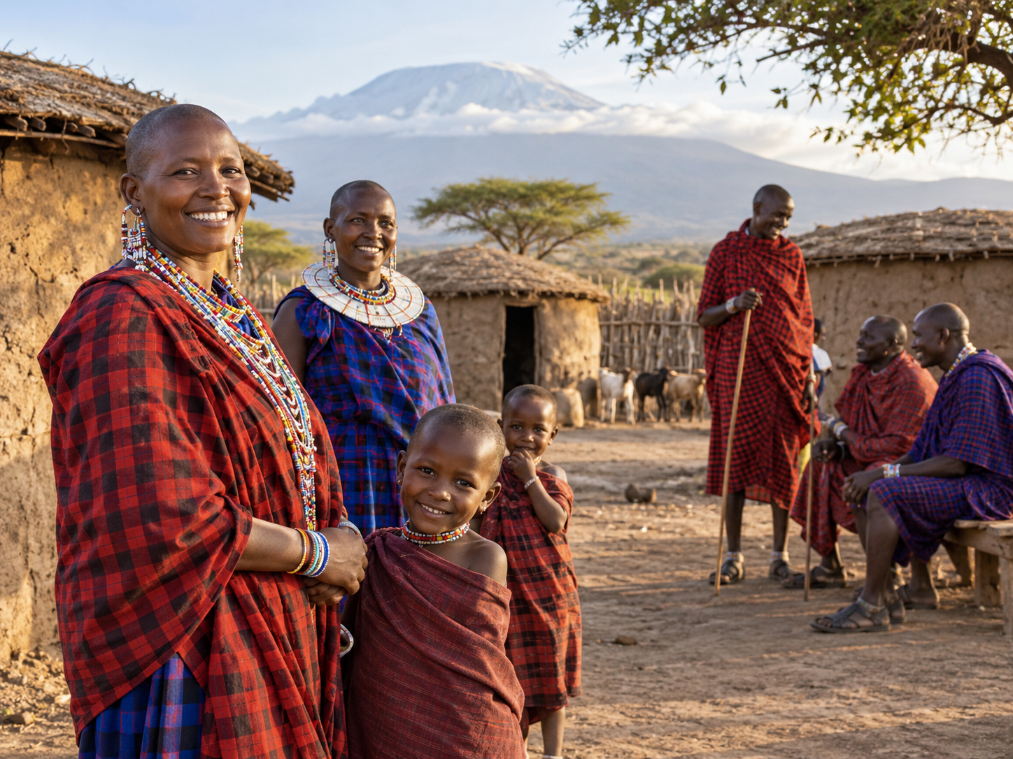 Maasai village life beneath Kilimanjaro